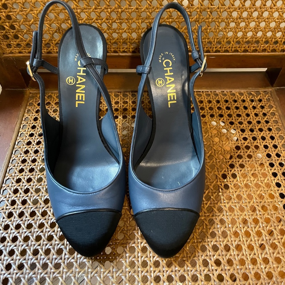 Chanel Sling Back NaVy Heels